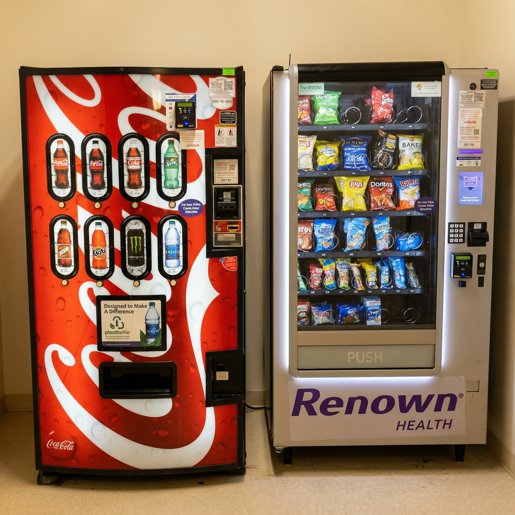 Installed smart vending machine in modern corporate office breakroom