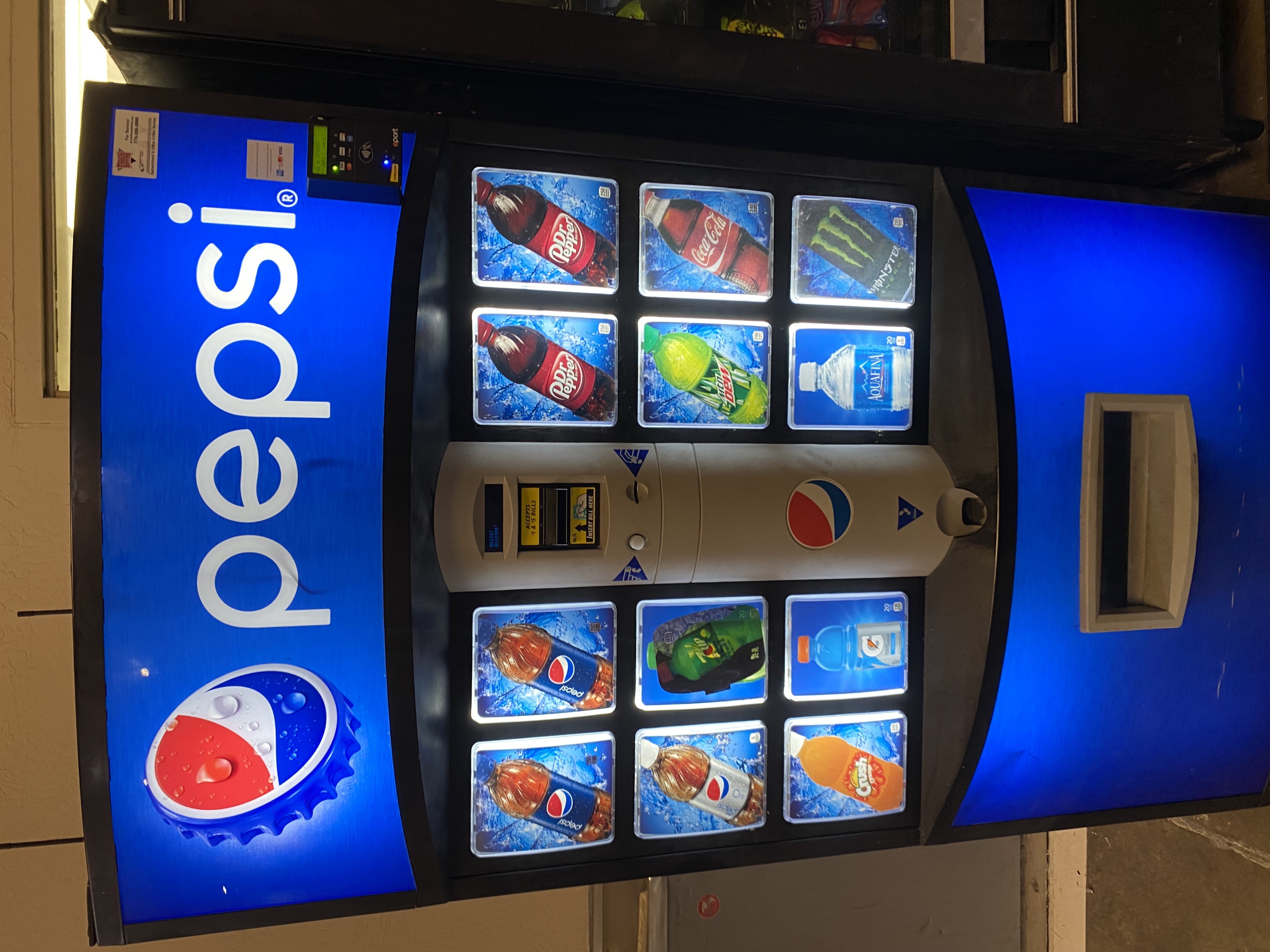 Cashless vending machines installed in a hotel lobby in Reno, Nevada for guests
