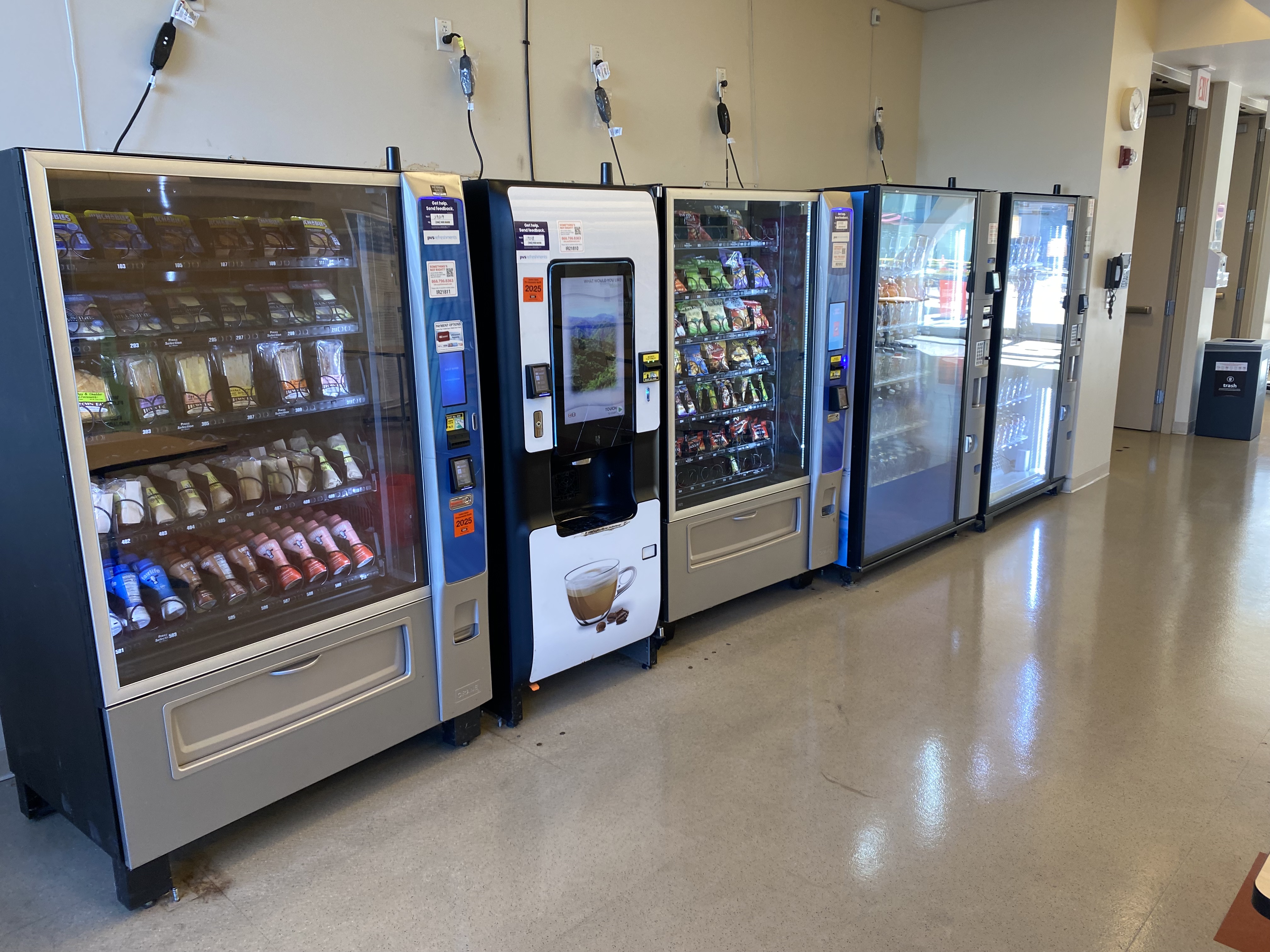 Industrial vending machines installed in a warehouse breakroom in Reno, Nevada